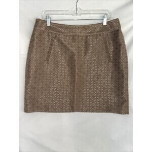 LOFT Women's Skirt Size 12 Brocade Taupe Mini Anne Taylor Gorpcore Minimalist